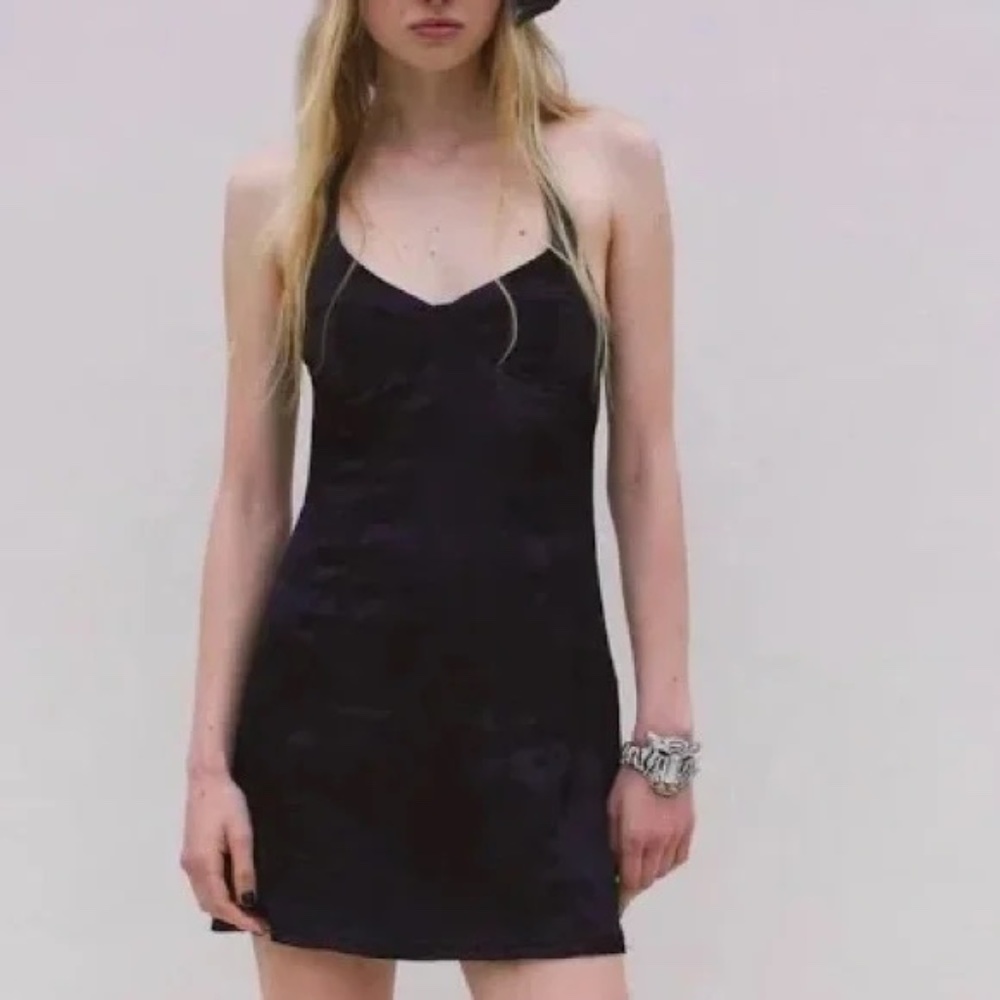 ZARA Black Satin Halter Mini Dress